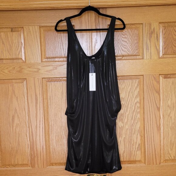 Diane von Furstenberg Lesley Liquid Jersey Dress Black Wet Look NEW MSRP $373 - Picture 8 of 16